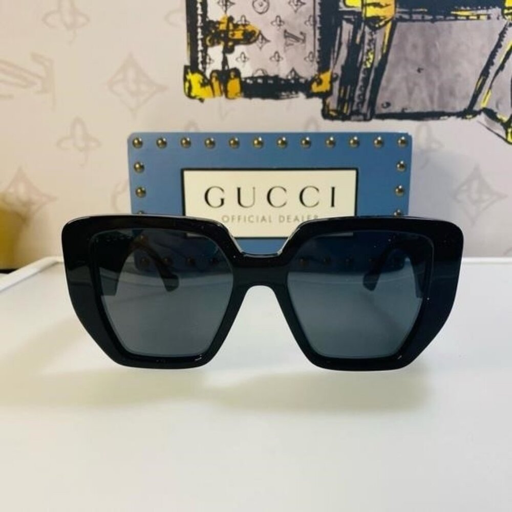 New Gucci Geometric Men’s Women’s Sunglasses GG0956S 003 Black/Gold 54mm - Picture 8 of 13